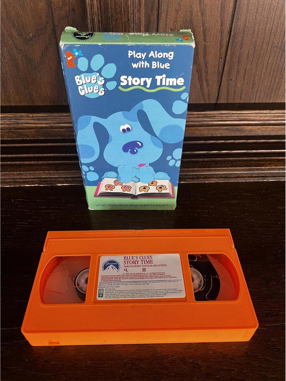 Blue's Clues Story Time VHS 1998 Orange Tape Nickelodeon w/ Slipcover